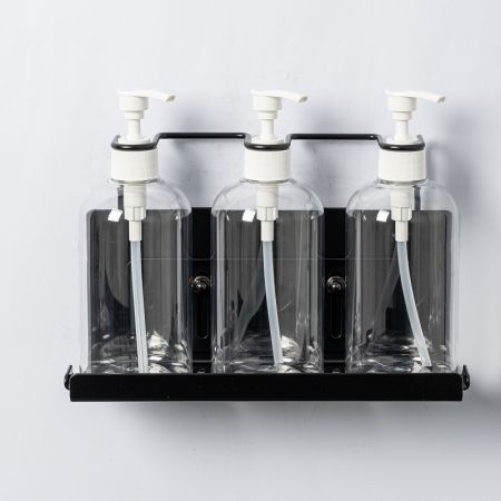 Estante de soporte de botellas de triple pared para suministro de hotel - Soporte de botellas triple en cuarto de ducha
